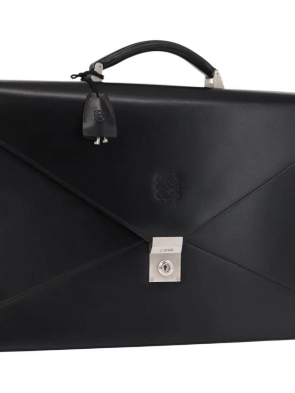 LOEWE Anagram Business Bag Leather Black Auth 149444